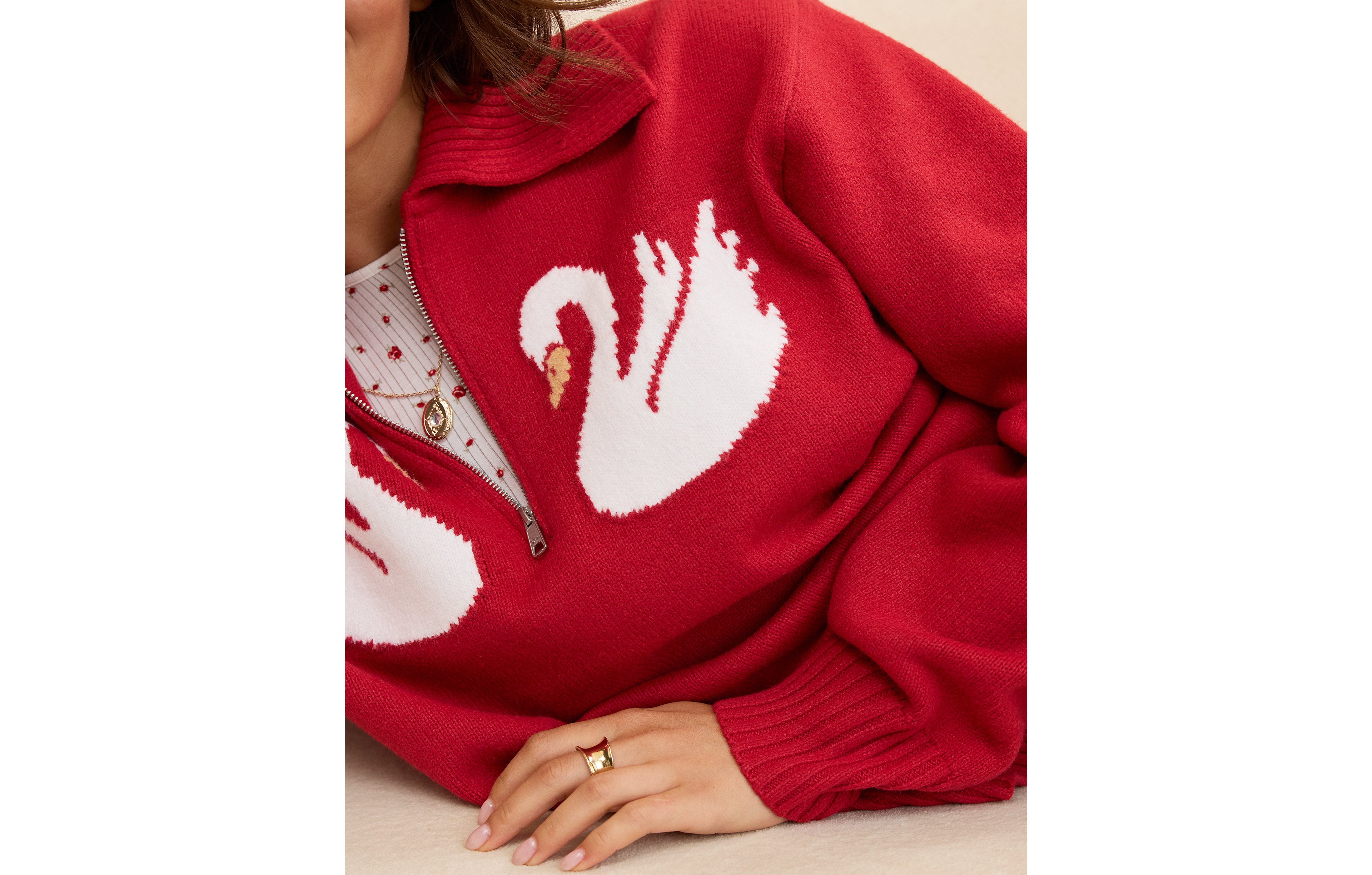Aerie Graphic Quarter Zip Sweater