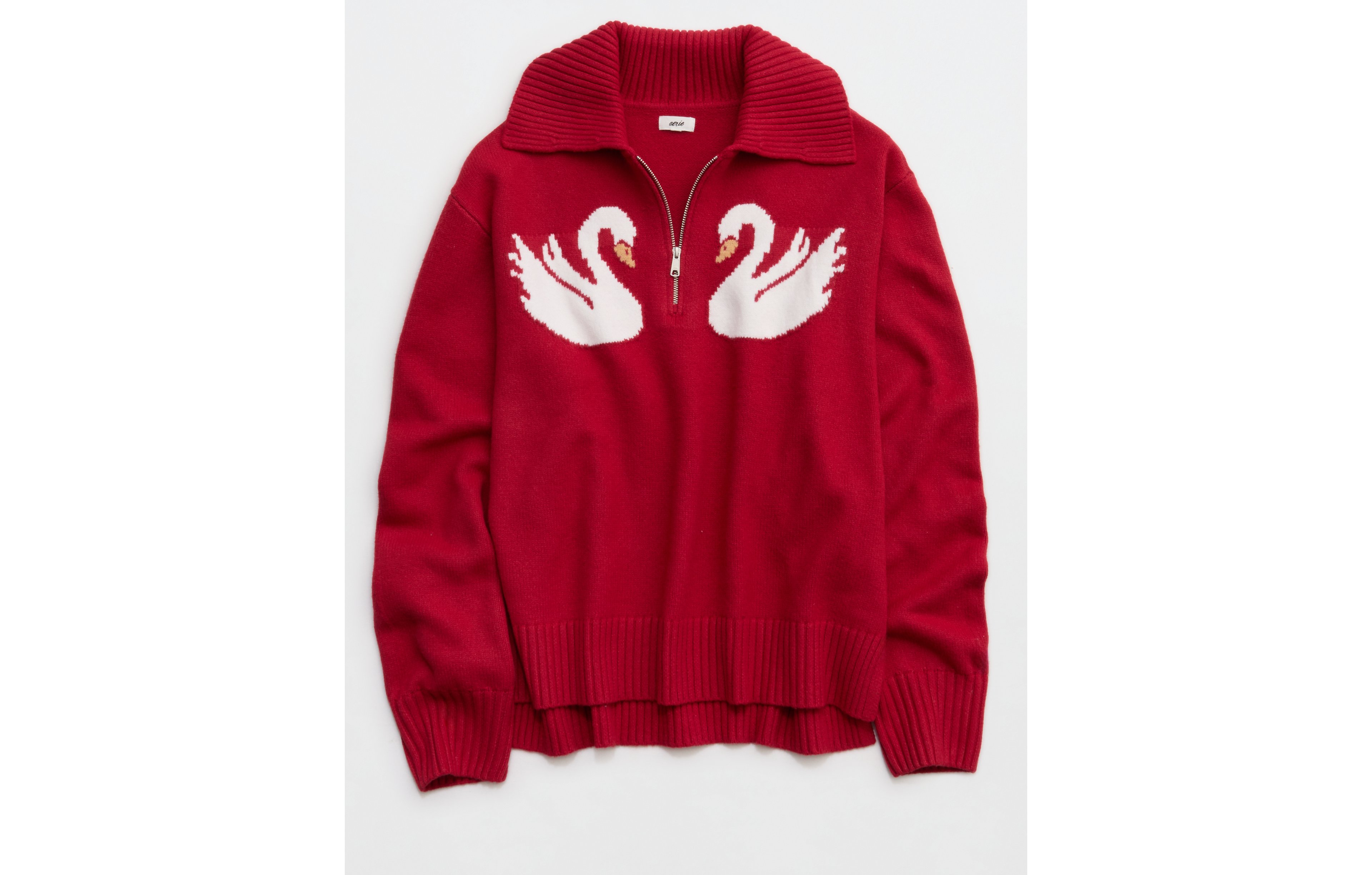 Aerie Graphic Quarter Zip Sweater