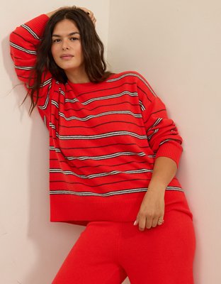 Женский свитер Aerie Sunday Soft® Plush Crew, цвет: Яркий красный — фото 8