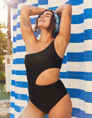 Aerie Cutout One Shoulder One Piece Swimsuit
