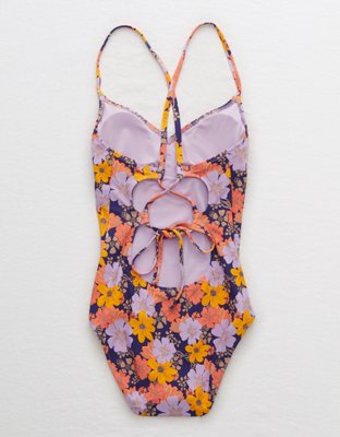 Aerie Pique Strappy Back One Piece Swimsuit