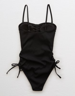 ribbed cut out one piece swimsuit