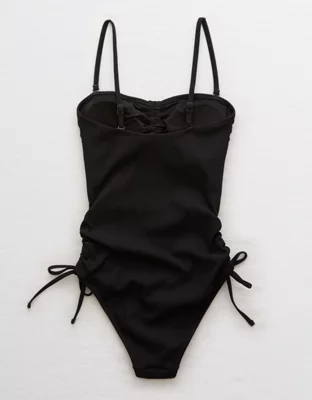 Aerie Ribbed Cut Out One Piece Swimsuit 