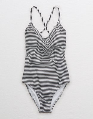 Aerie Strappy Back One Piece Swimsuit Women's True Black L from Aerie ...