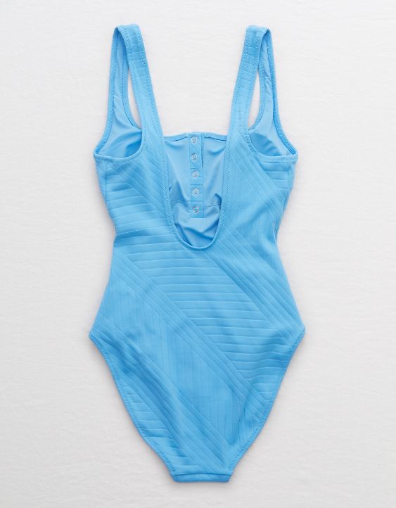 Aerie XO Ribbed Henley One Piece Swimsuit