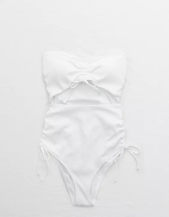 Aerie Ribbed Cut Out One Piece Swimsuit