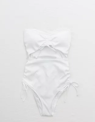 Aerie Ribbed Cut Out One Piece Swimsuit 