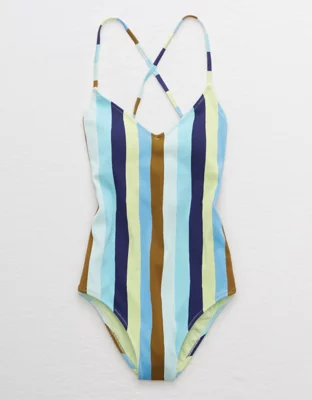 Aerie Ribbed Strappy Back One Piece Swimsuit