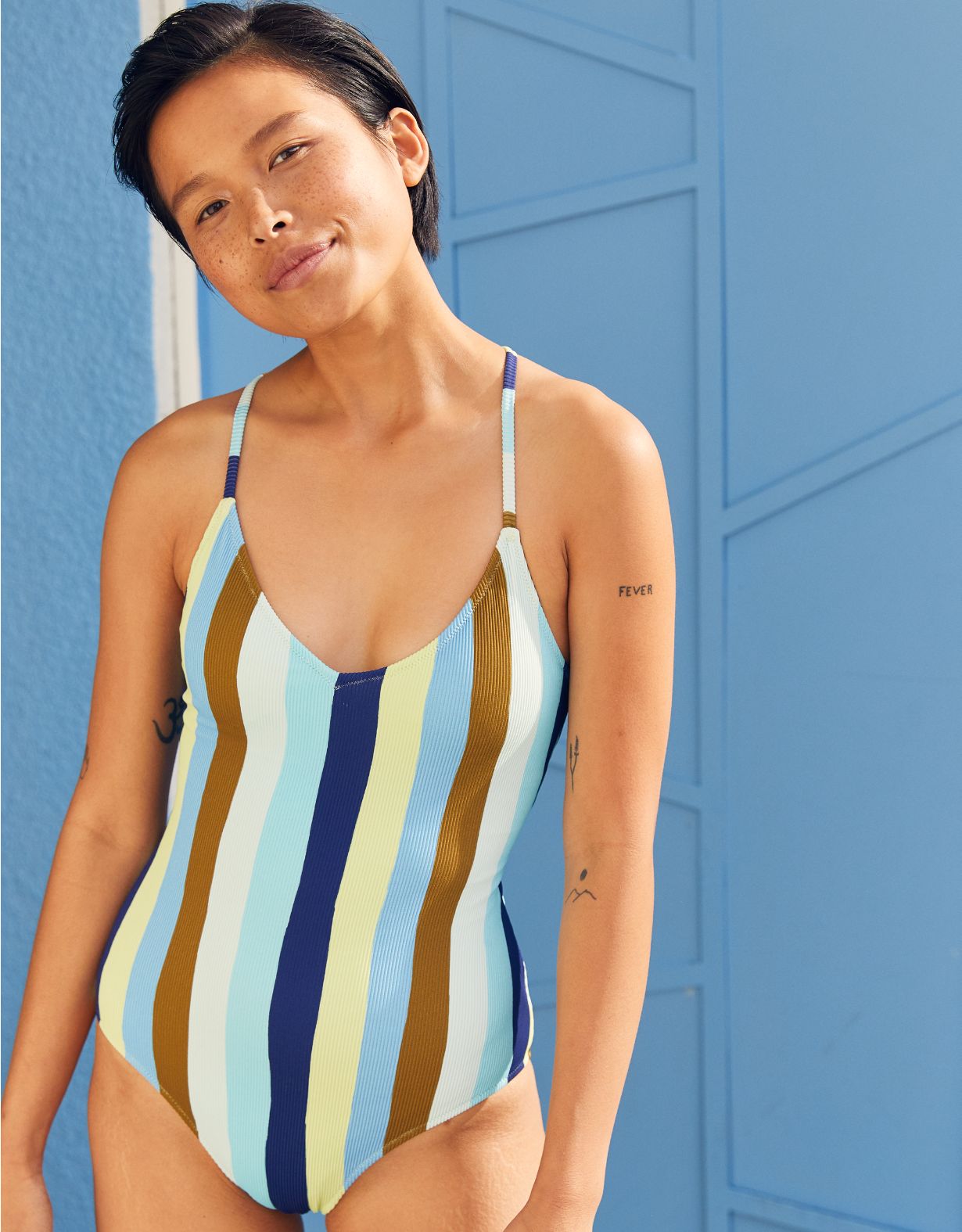Aerie Ribbed Strappy Back One Piece Swimsuit