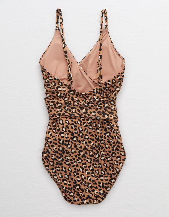 Aerie Leopard Wrap One Piece Swimsuit