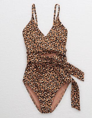 Aerie Leopard Wrap One Piece Swimsuit