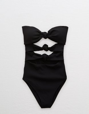 ENANG BLACK SIDE TIE ONE PIECE SWIMSUIT – OFUURE