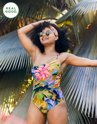 Aerie One Shoulder One Piece Swimsuit