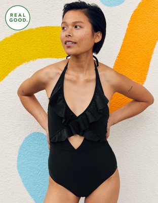 aerie tie cutout one piece swimsuit