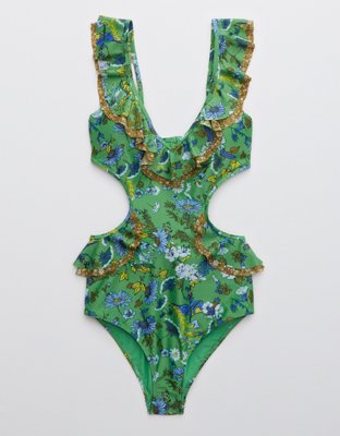 aerie tie cutout one piece swimsuit