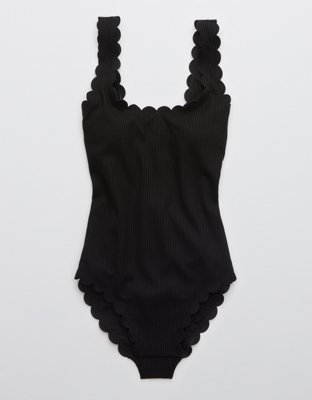 Aerie Waffle Scalloped One Piece Swimsuit