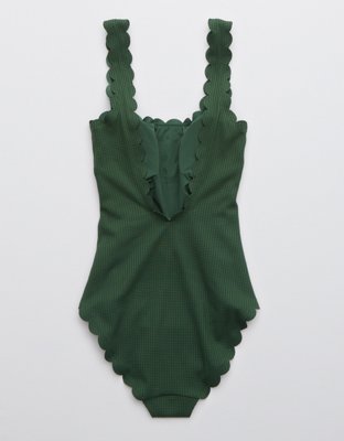 Aerie Waffle Scalloped One Piece Swimsuit