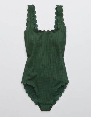 Aerie Waffle Scalloped One Piece Swimsuit