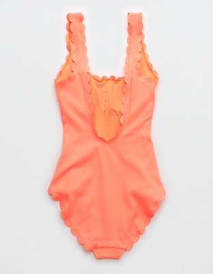 Aerie Waffle Scalloped One Piece Swimsuit