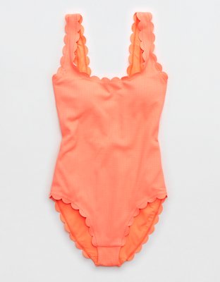 Aerie Waffle Scalloped One Piece Swimsuit