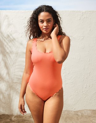 Aerie Waffle Scalloped One Piece Swimsuit