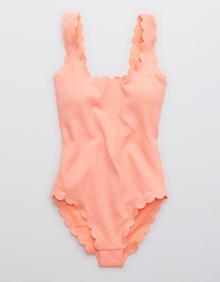 Aerie Waffle Scalloped One Piece Swimsuit