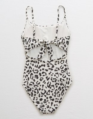 Aerie Leopard Tie Back One Piece Swimsuit