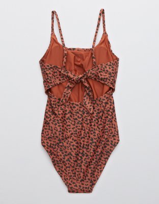 Aerie Leopard Tie Back One Piece Swimsuit