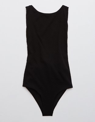 Aerie Jacquard Boat Neck One Piece Swimsuit