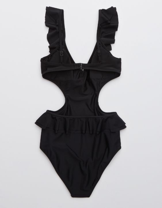 Aerie Ruffle Cut Out One Piece Swimsuit