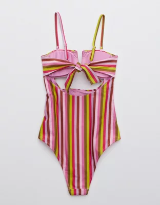 Aerie Smocked Bandeau One Piece Swimsuit