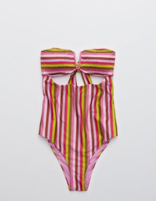 Aerie Smocked Bandeau One Piece Swimsuit