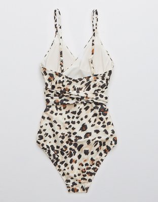 Aerie Leopard Wrap One Piece Swimsuit