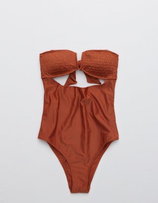 Aerie Smocked Bandeau One Piece Swimsuit