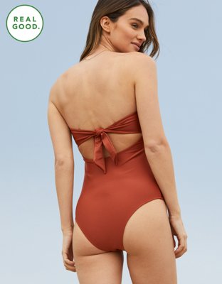 Aerie Smocked Bandeau One Piece Swimsuit