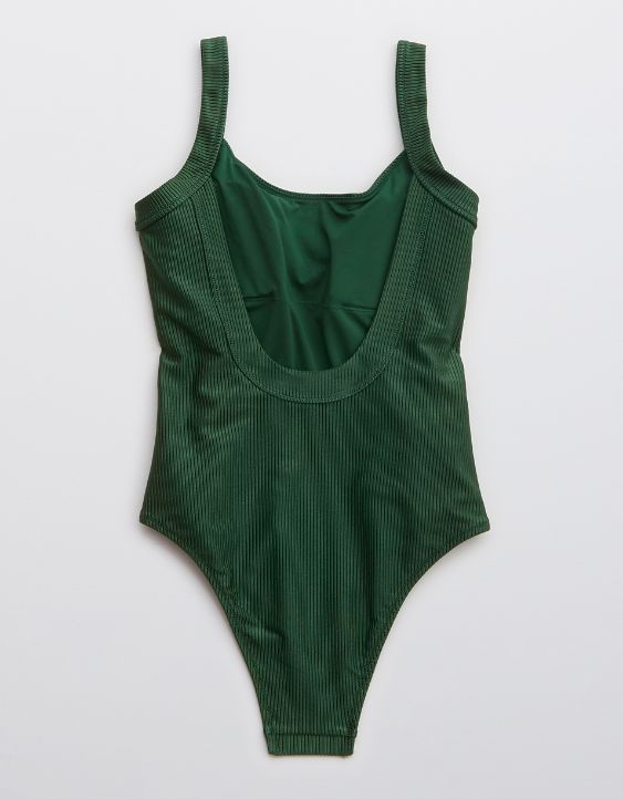 Aerie Ribbed Shine Scoop One Piece Swimsuit