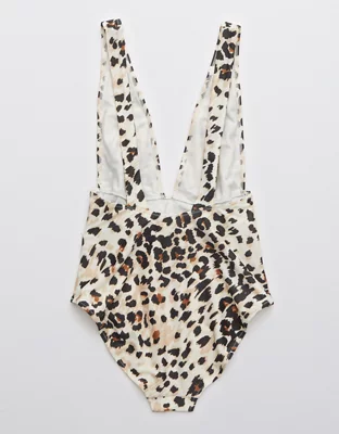 Aerie Leopard Plunge One Piece Swimsuit