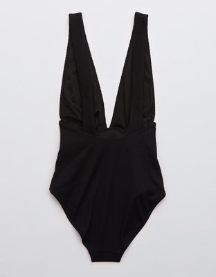 Aerie Ribbed Plunge One Piece Swimsuit