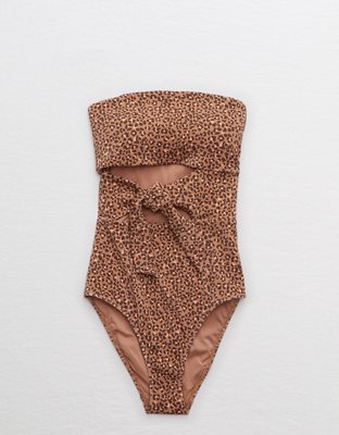 aerie ribbed bandeau one piece swimsuit