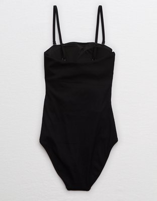 aerie ribbed bandeau one piece swimsuit