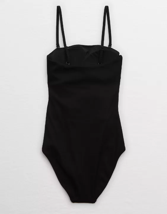 Aerie Ribbed Wrap Strapless One Piece Swimsuit
