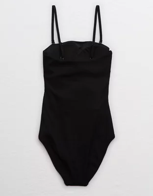 Aerie Ribbed Wrap Strapless One Piece Swimsuit
