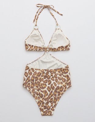 Aerie Leopard Cut Out Ring One Piece Swimsuit