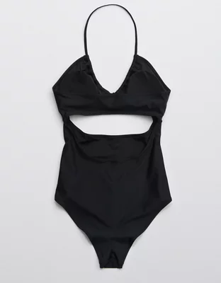 Aerie Ruched Cut Out One Piece Swimsuit