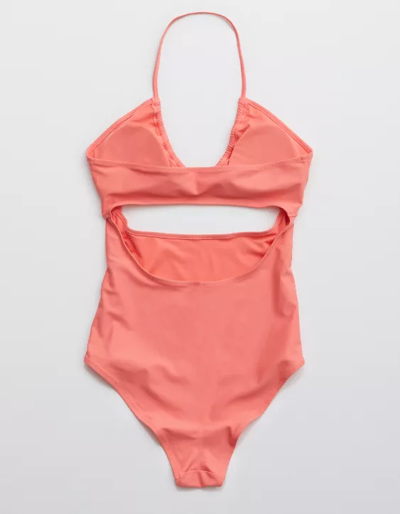 Aerie Ruched Cut Out One Piece Swimsuit