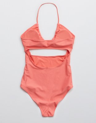 Aerie Traje de baño one piece con plisado y calado