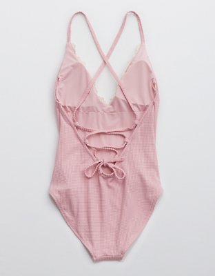 Aerie Waffle V-Neck One Piece Swimsuit