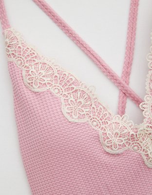 Aerie Waffle V-Neck One Piece Swimsuit