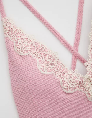 Aerie Waffle VNeck One Piece Swimsuit