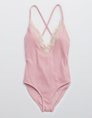 Aerie Waffle V-Neck One Piece Swimsuit